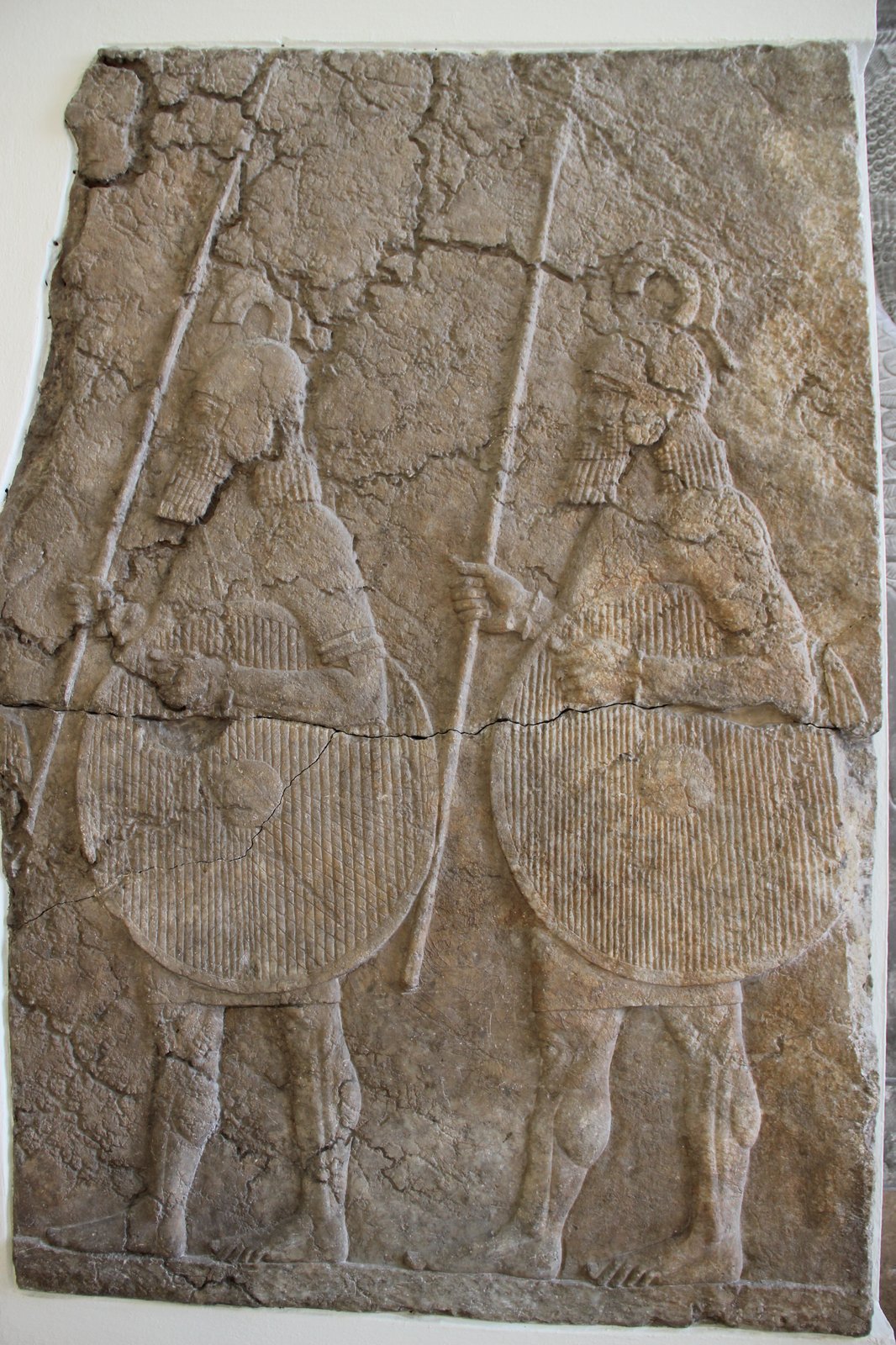 Assyrian bas-relief of armed soldiers from the palace of Sennacherib