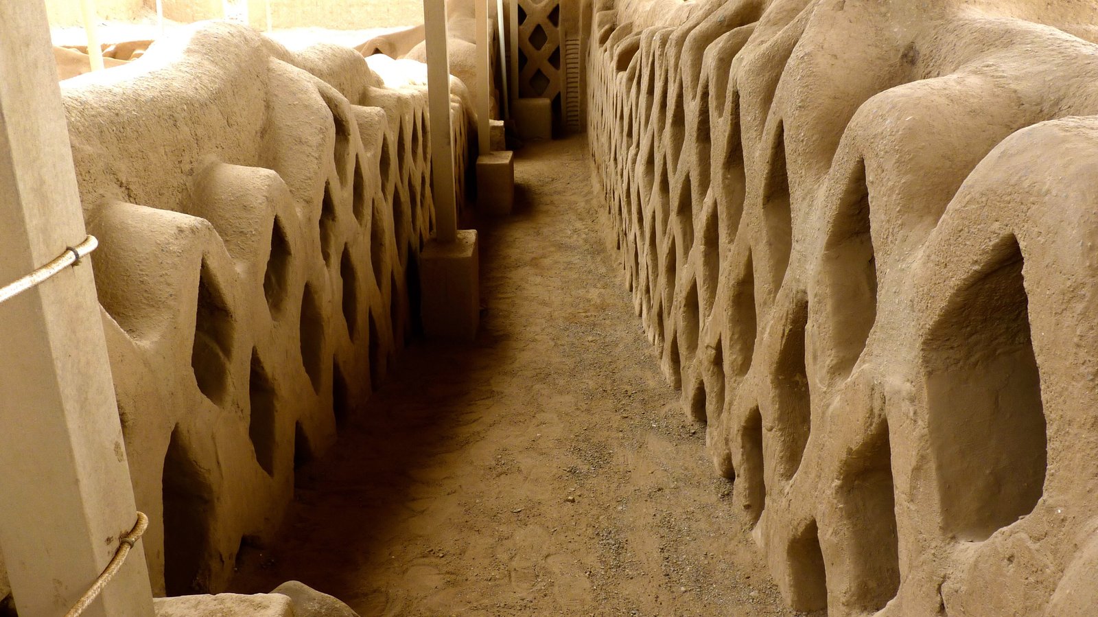 Monumental adobe citadel walls at Chan Chan