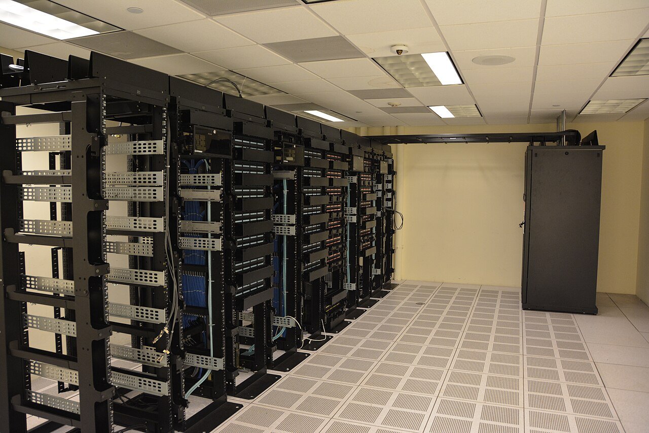 Rows of datacenter server racks