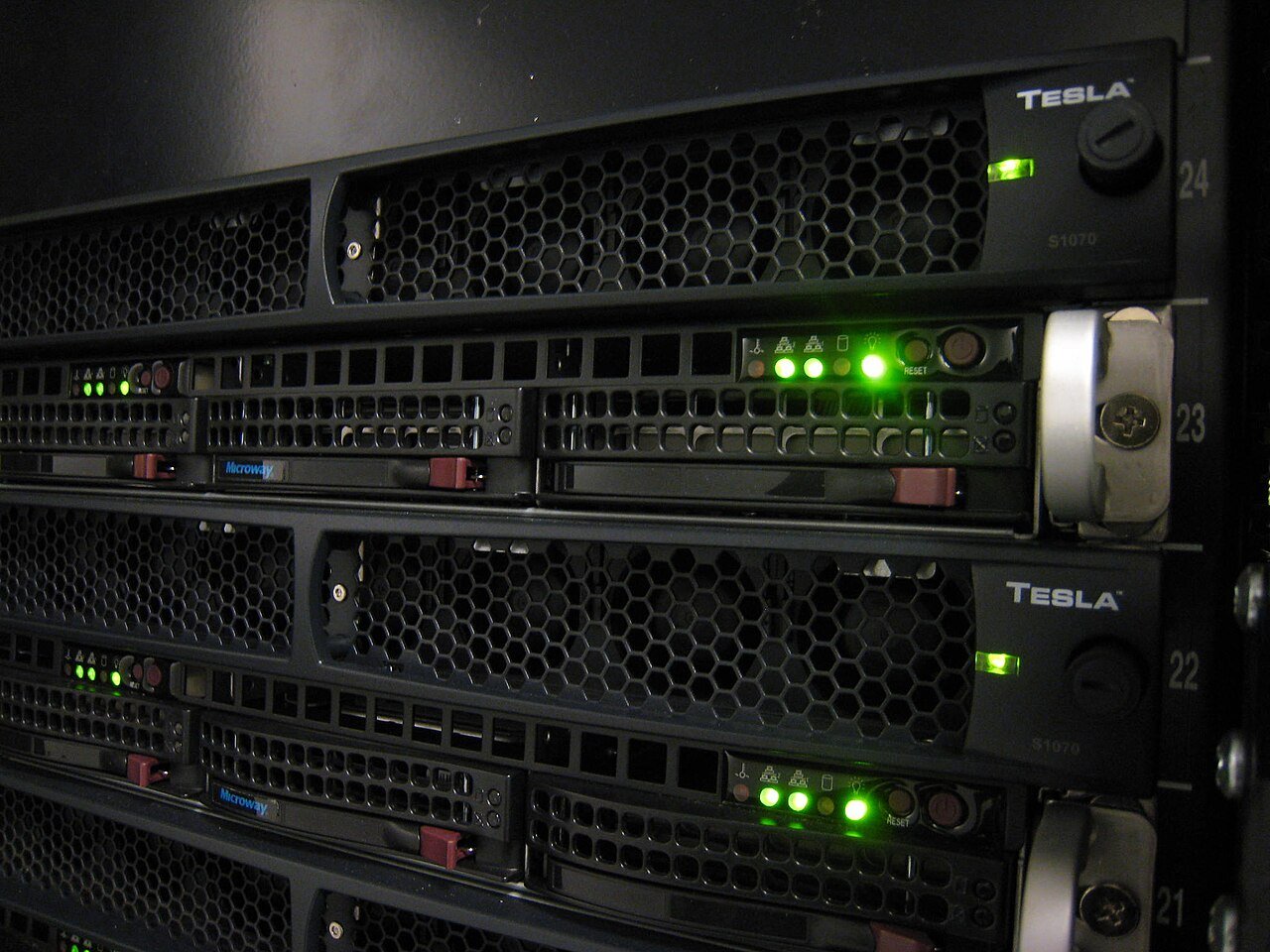 GPU cluster hardware used for large-scale AI workloads